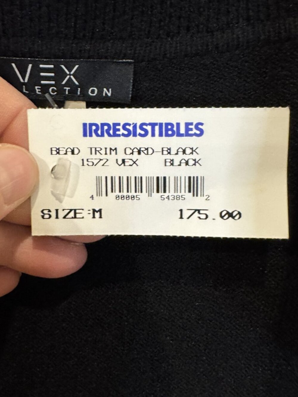 NWT Vex Collection Rhinestone Beads Trim Black Cardigan M Snap Closure Classic - Picture 8 of 10